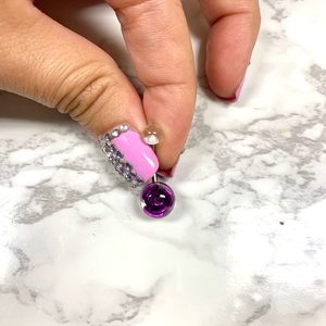 Purple trapped rose belly ring
